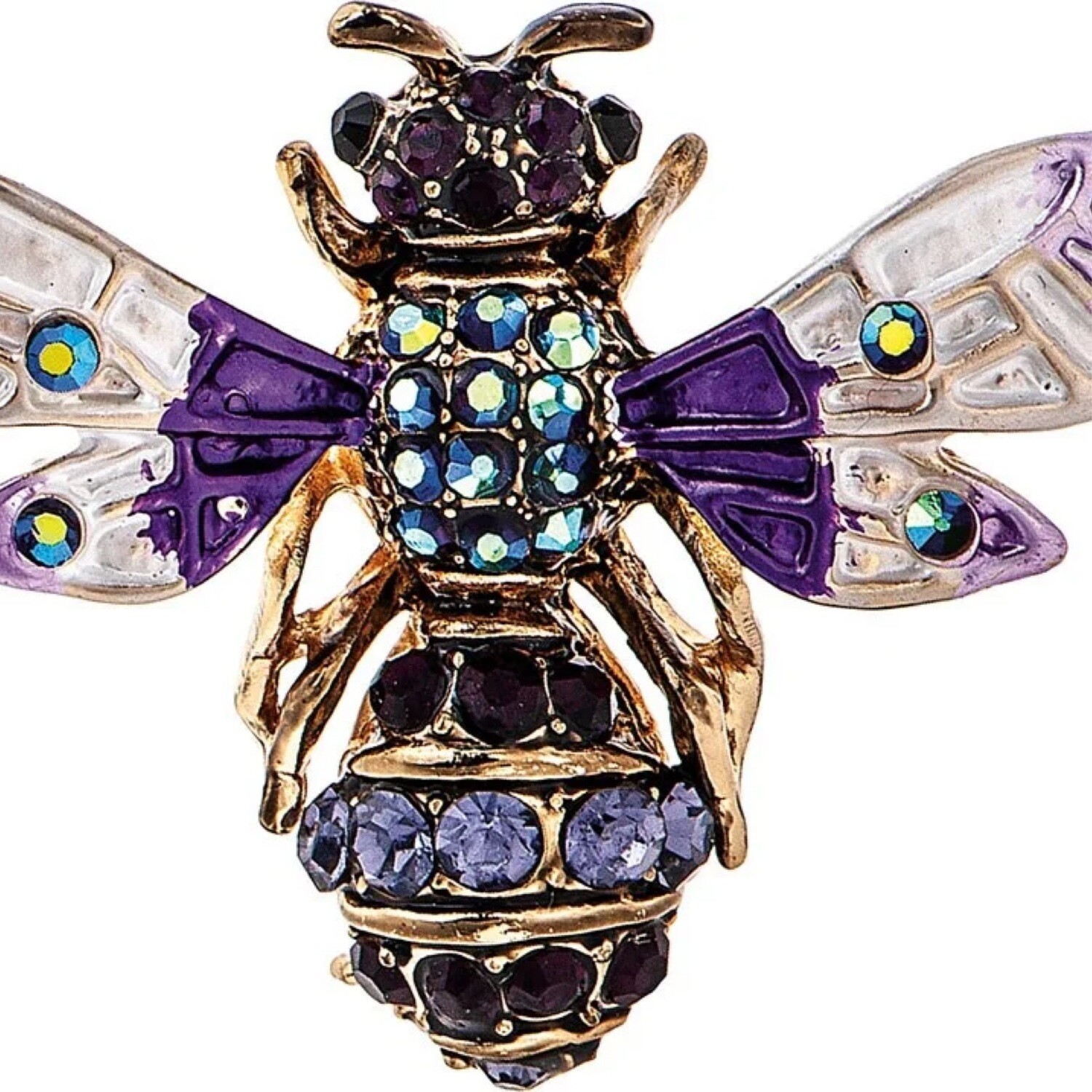 GOLD PURPLE CRYSTAL BEE PIN