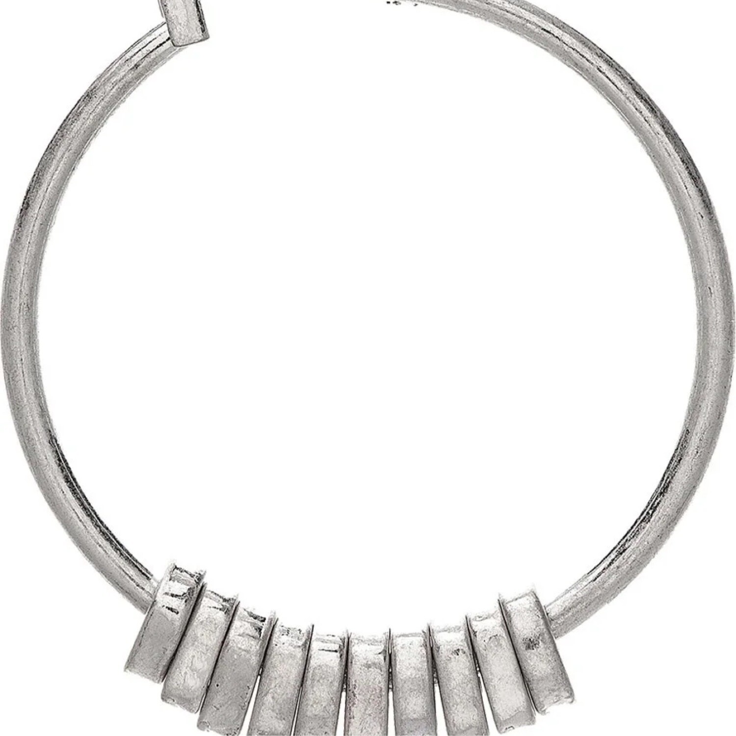 SILVER SPACER BEAD HOOP EARRING