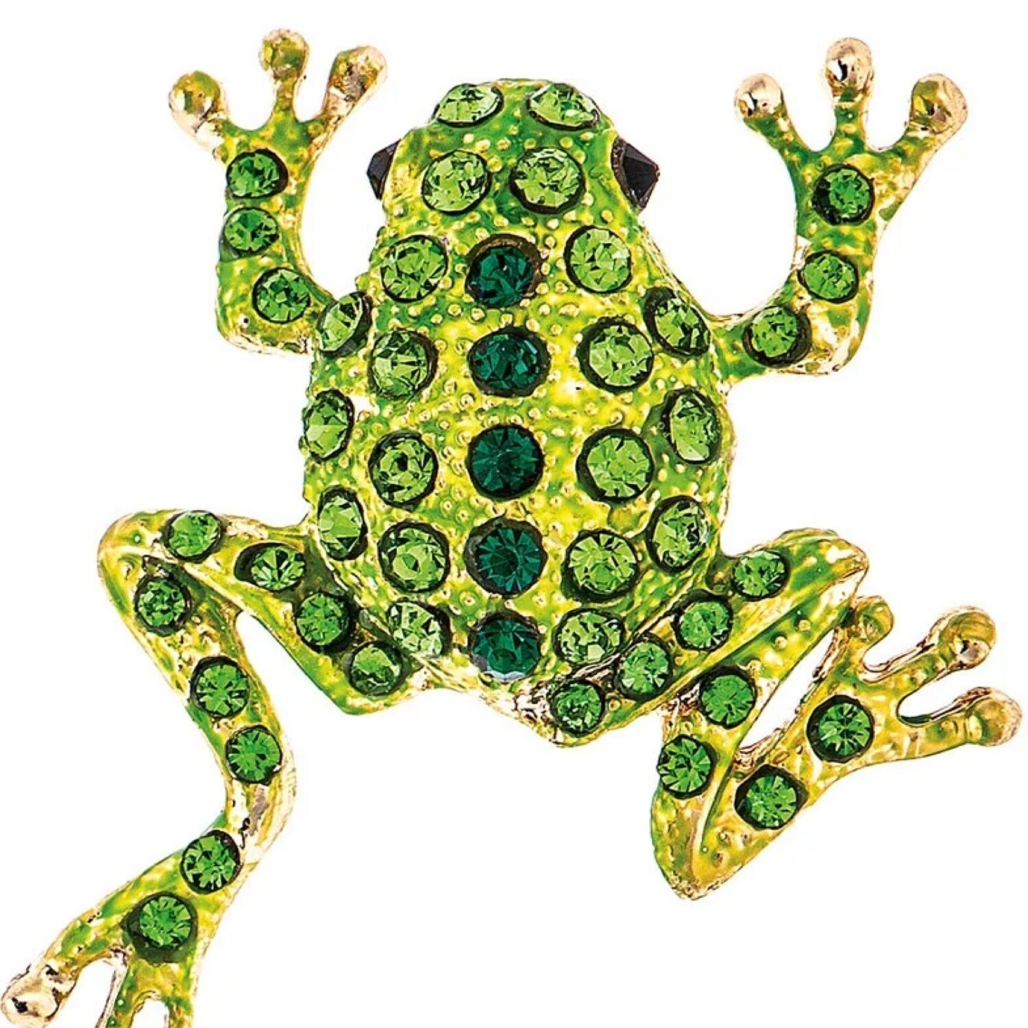 GOLD GREEN CRYSTAL FROG PIN