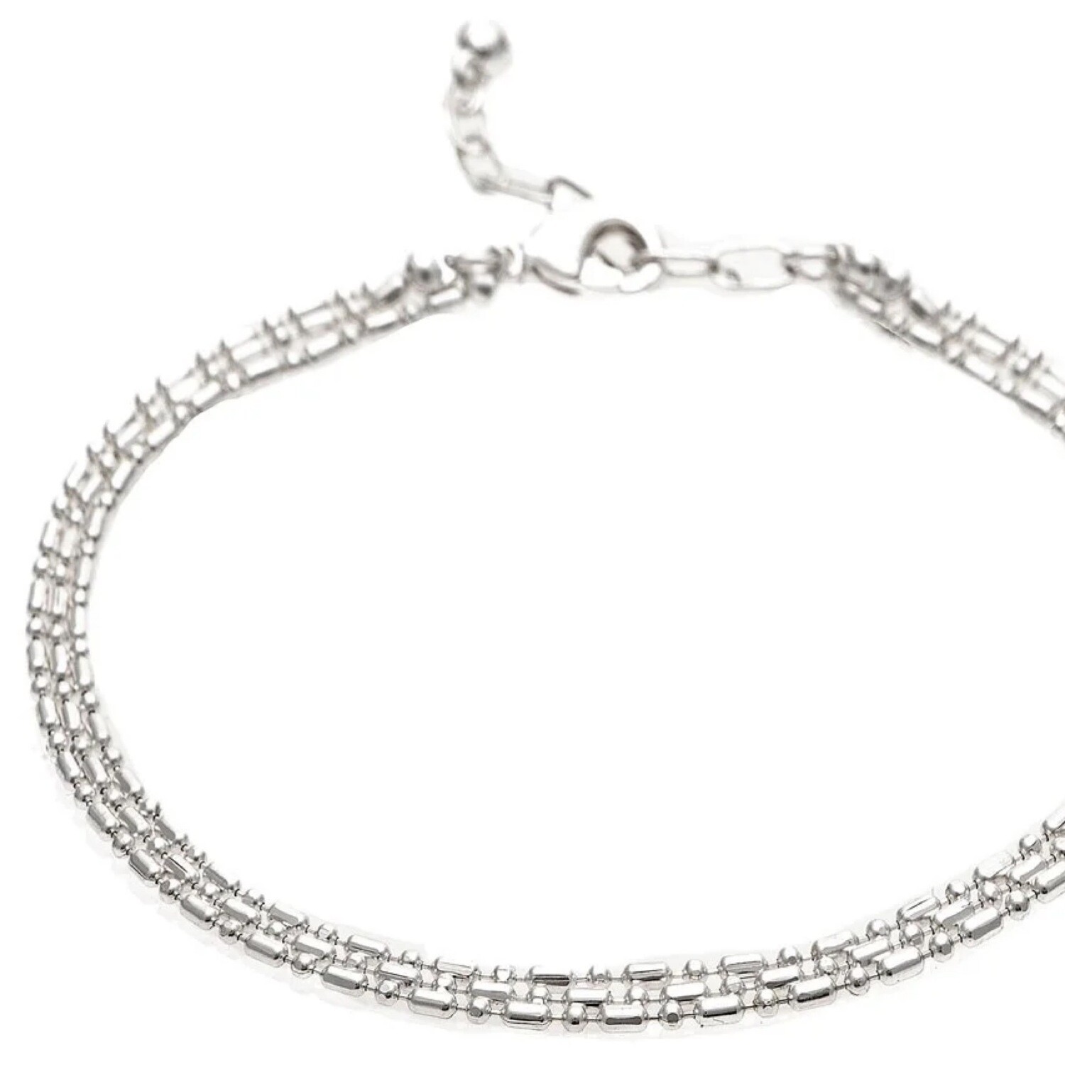 SILVER THREE ROW CHAIN ANKLET