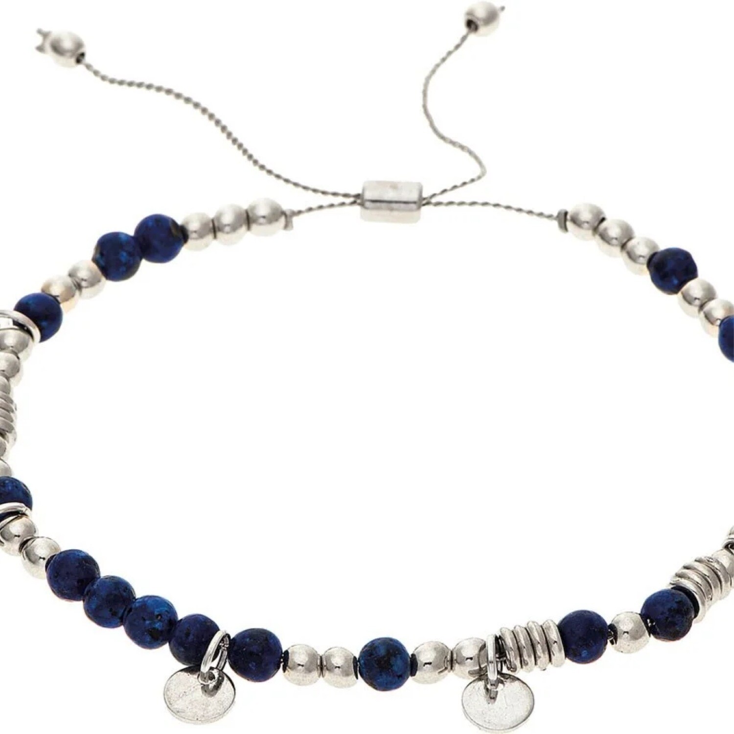 SILVER LAPIS BEAD BRACELET