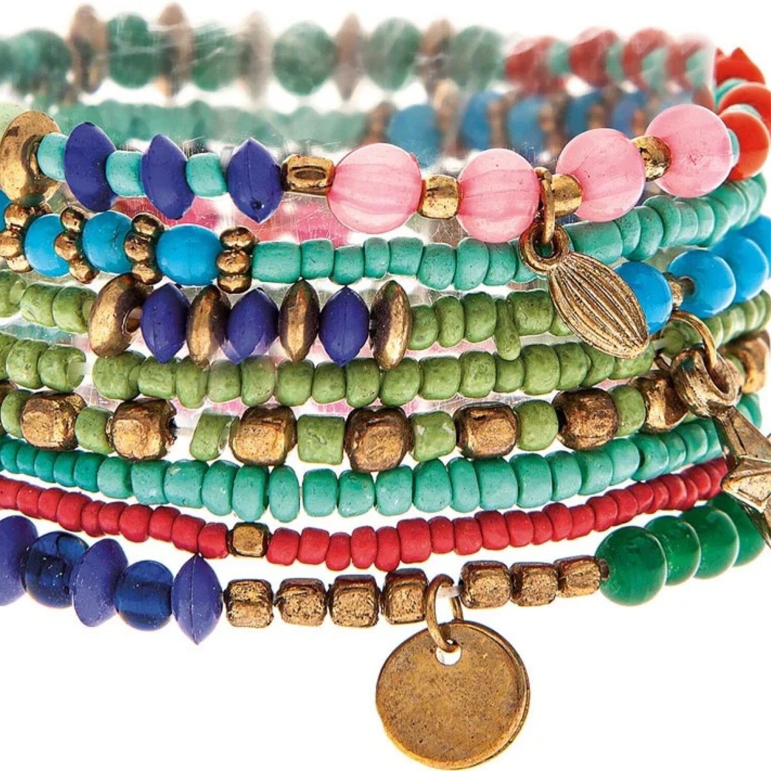 GOLD BOHO STARS BEAD BRACELET SET