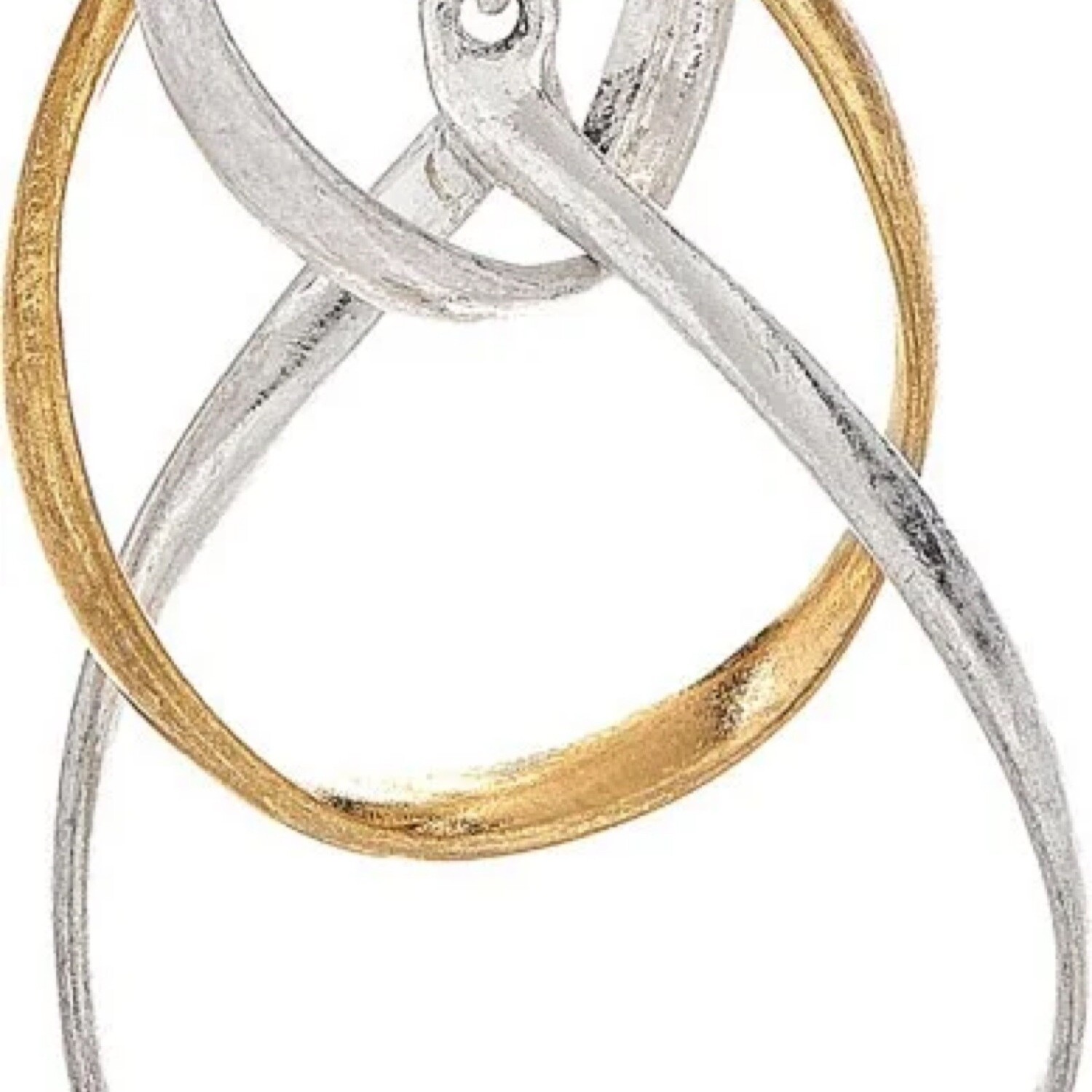 TWO TONE INTERTWINED DROPS EARRING