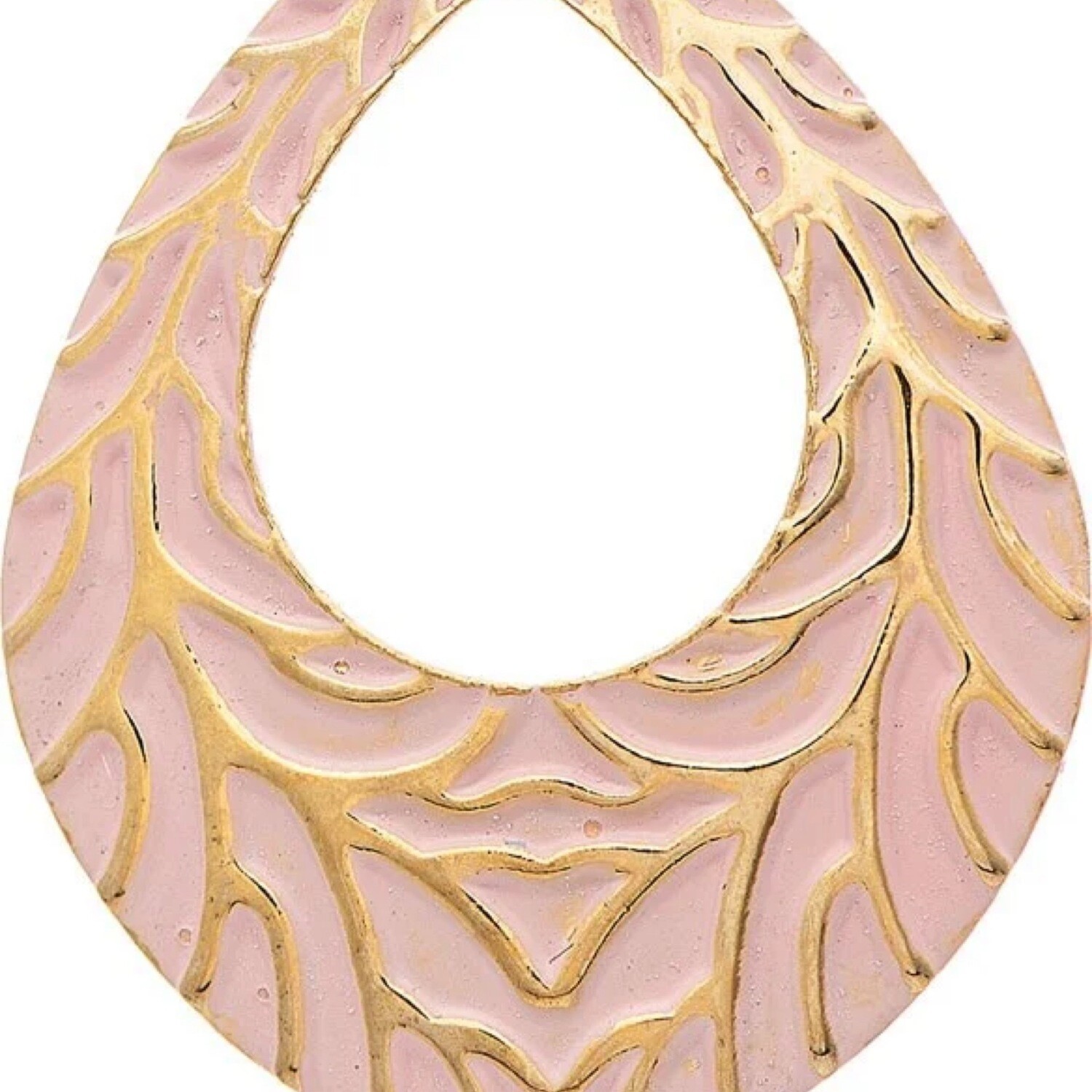 GOLD PINK FEATHERED EARRING