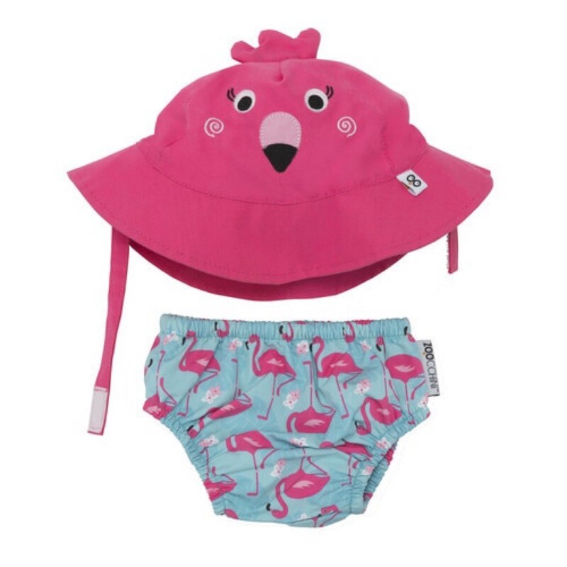 Swim Diaper & Sunhat Set. Flamingo