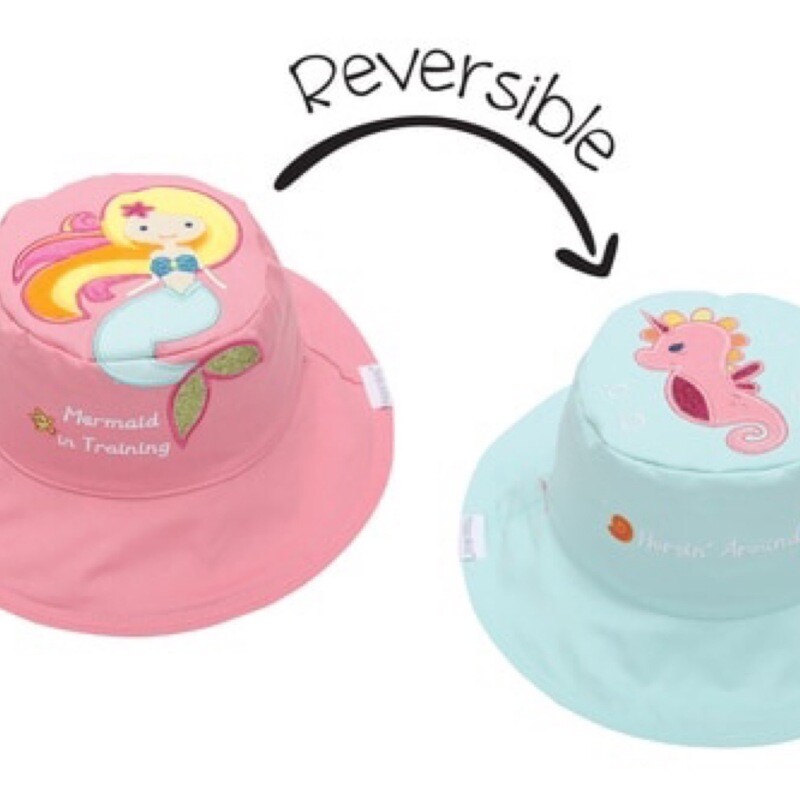 Kid’s Reversible Sun Hat. Mermaid/Seahorse (Large 4-6y)