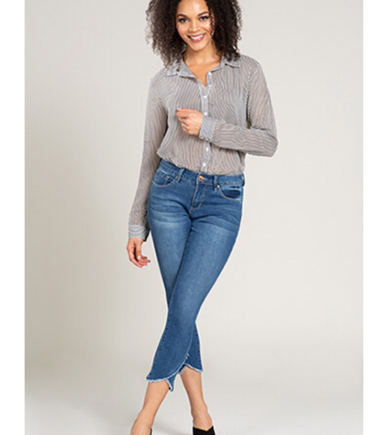 Curvy Fit Jeans With Slanted Ankle Hem