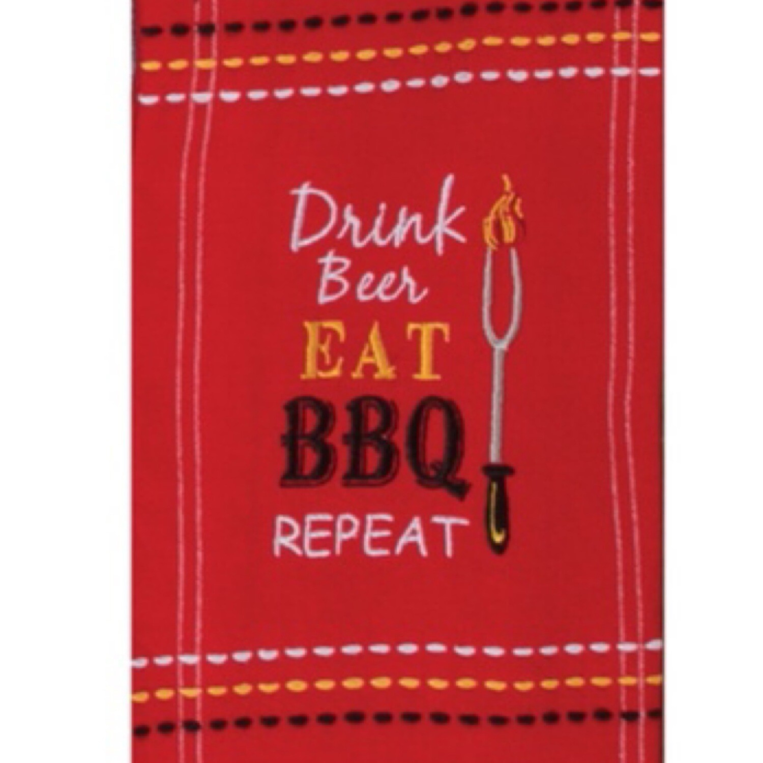 Eat BBQ Embroidered Tea Towel