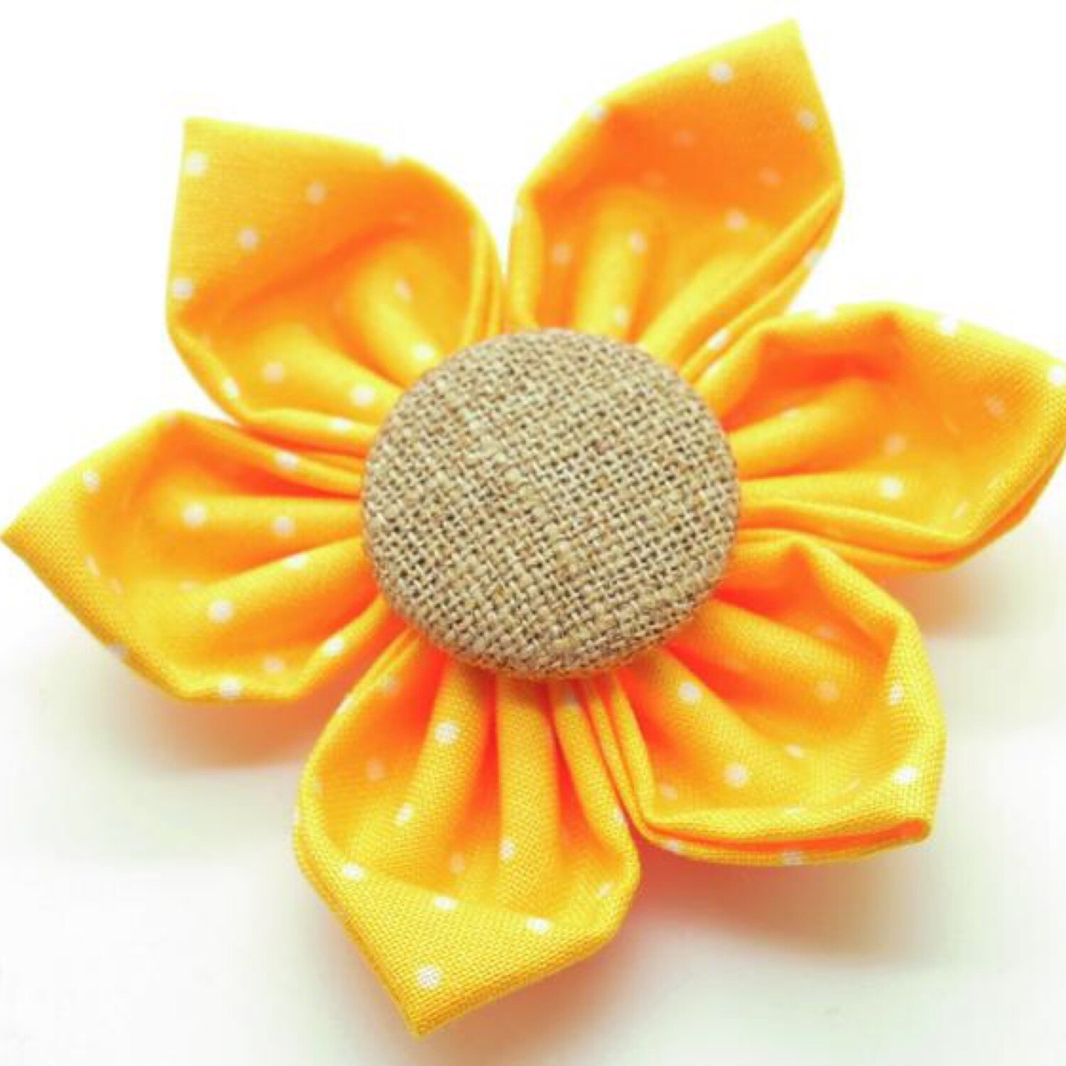 Yellow Dot Flower Bow for Dog Collars