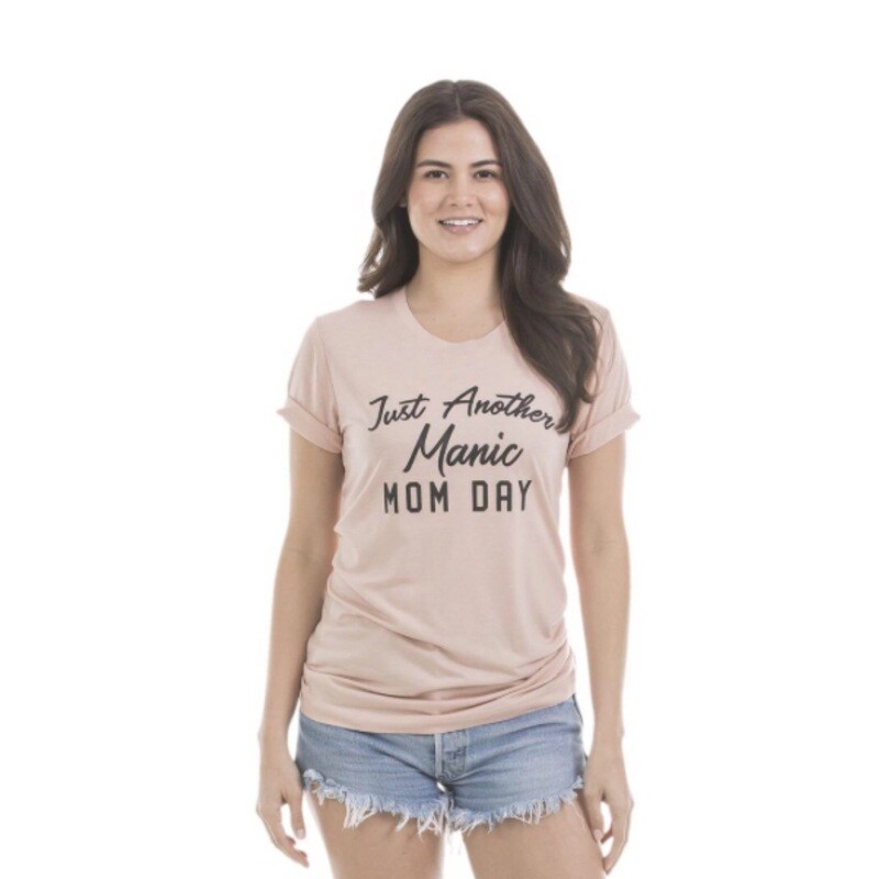 Just Another Manic Mom Day T-Shirt. Peach