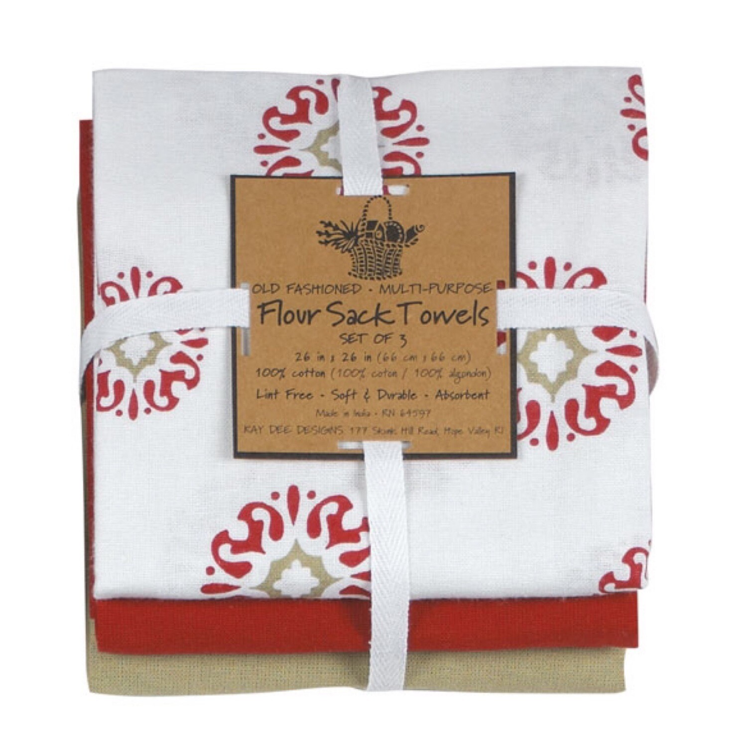Cinnabar Set of 3 Flour Sack Towels