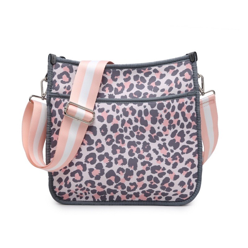 Jolee Neoprene Crossbody in Leopard Pink