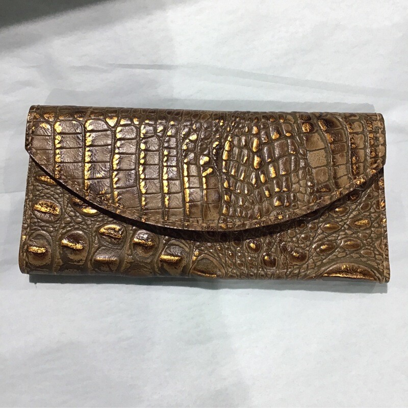 Leather Wallet - Brown/Gold
