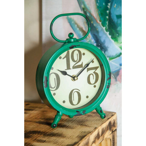Round Table Clock Green