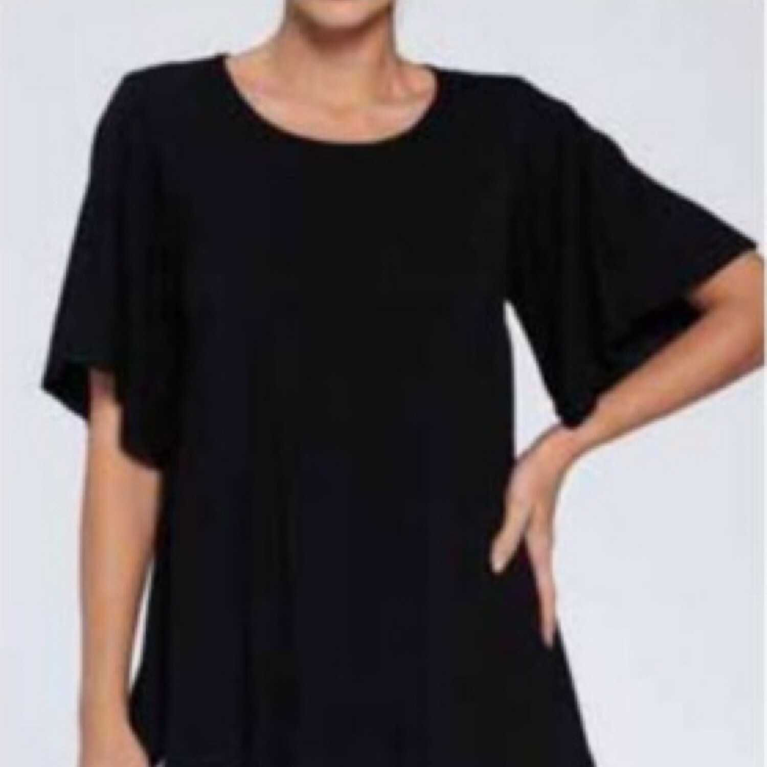 Black Charlie Flutter-Sleeved Top