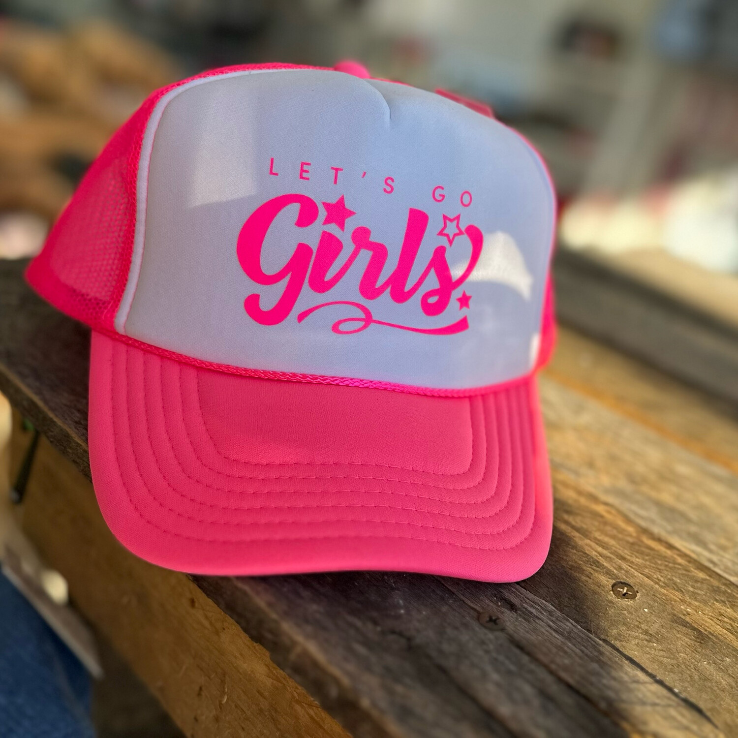 LETS GO GIRLS TRUCKER HAT - White & Pink