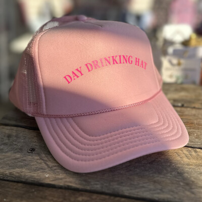 DAY DRINKING TRUCKER HAT - Light Pink
