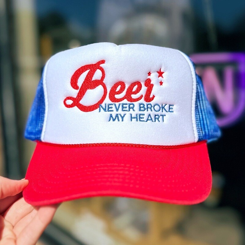 BEER NEVER BROKE MY HEART Trucker Hat