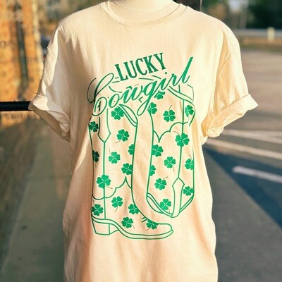 LUCKY COWGIRL St. Patrick's Day T-Shirt