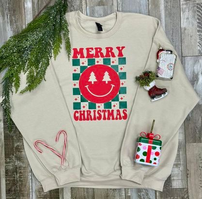 Merry Christmas Checkered Sweatshirt