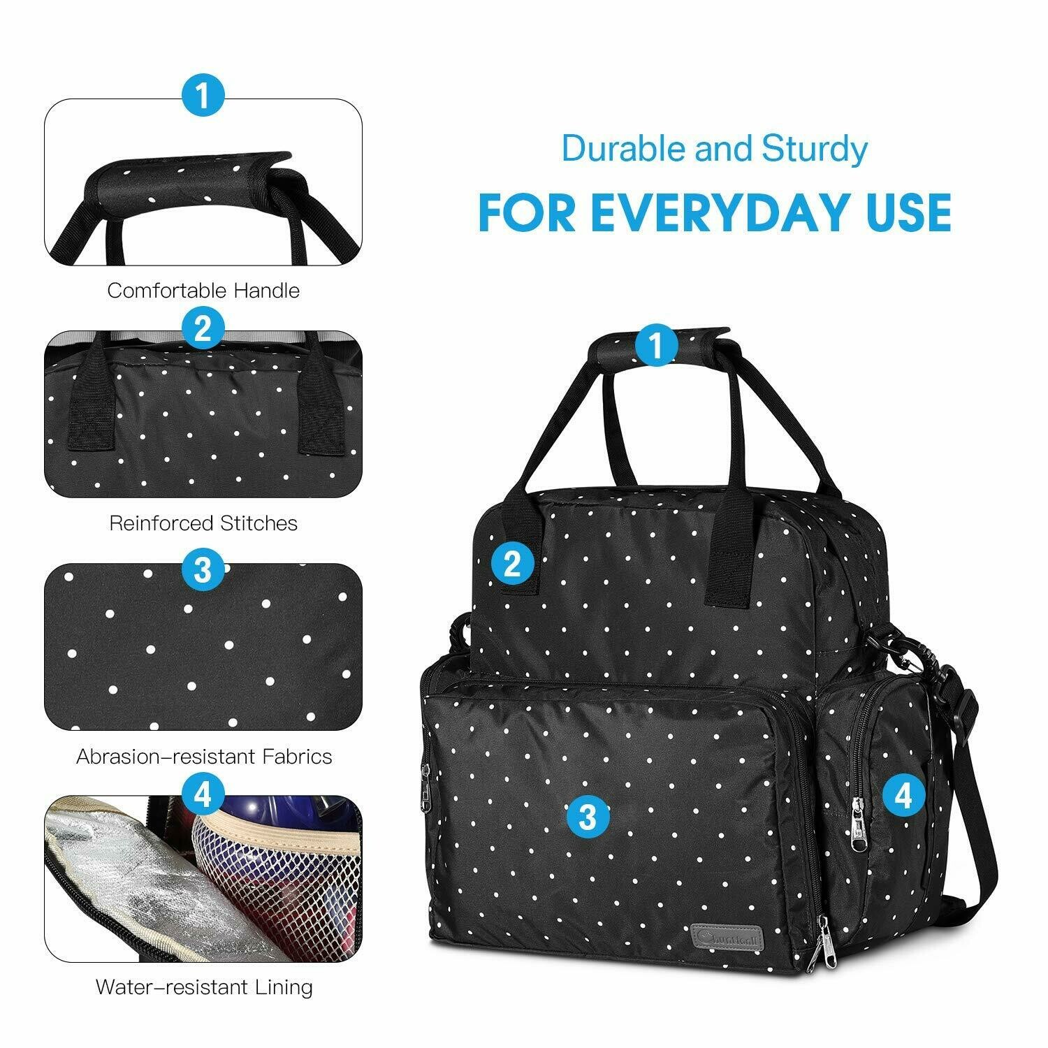 Large Diaper Bag Multi-Function Baby Travel Backpack Nappy Tote Maternity Diaper Shoulder Bag, Black