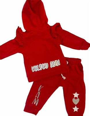 Girls Holiday Red Sweatsuit