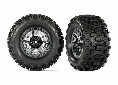 Tires & wheels, assembled, glued (black chrome 2.8' wheels, Sledgehammer
