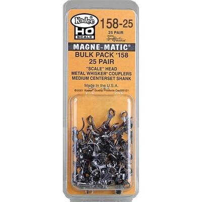 @@#158-25 HO Scale Bulk Pack - 25 pair #158 "Scale" Whisker® Metal Couplers - Medium (9/32") Centerset Shank