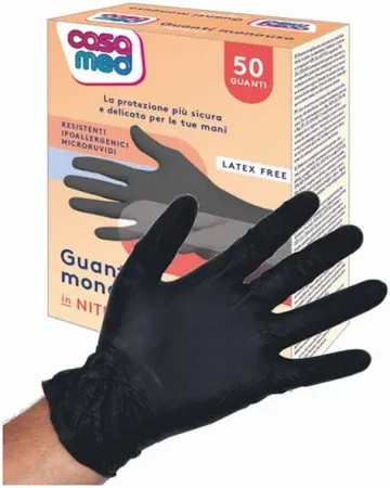 GUANTI NITRILE NERI SENZA POLVERE MEDIUM CF 100PZ
