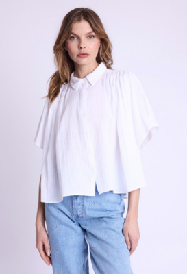 CRISTIFLY | Chemise oversize blanche à manches courtes