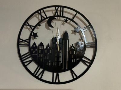City Scene Clock 38cm cnc plasma cut