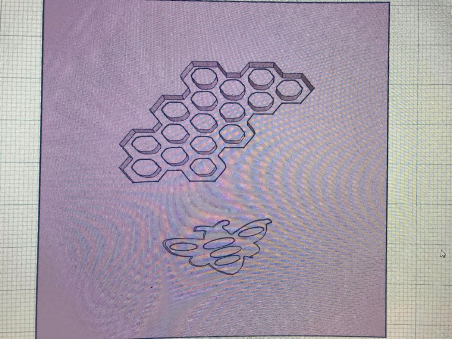 Bee and honeycomb debosser with 7cm hex cutter