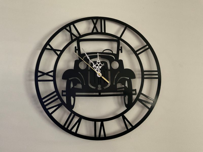 VINTAGE CAR clock 38cm cnc plasma cut