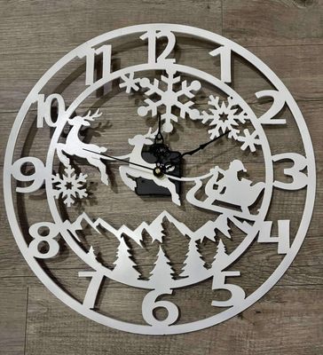 Reindeer cnc plasma cut clock 38cm