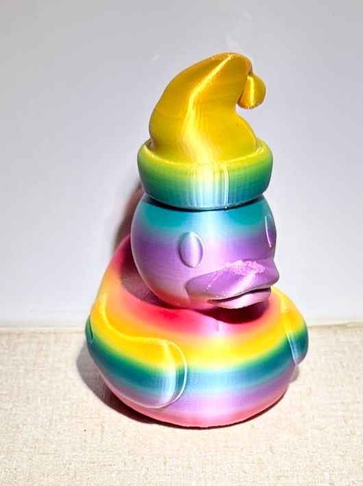 Rainbow Ducky with Santa hat