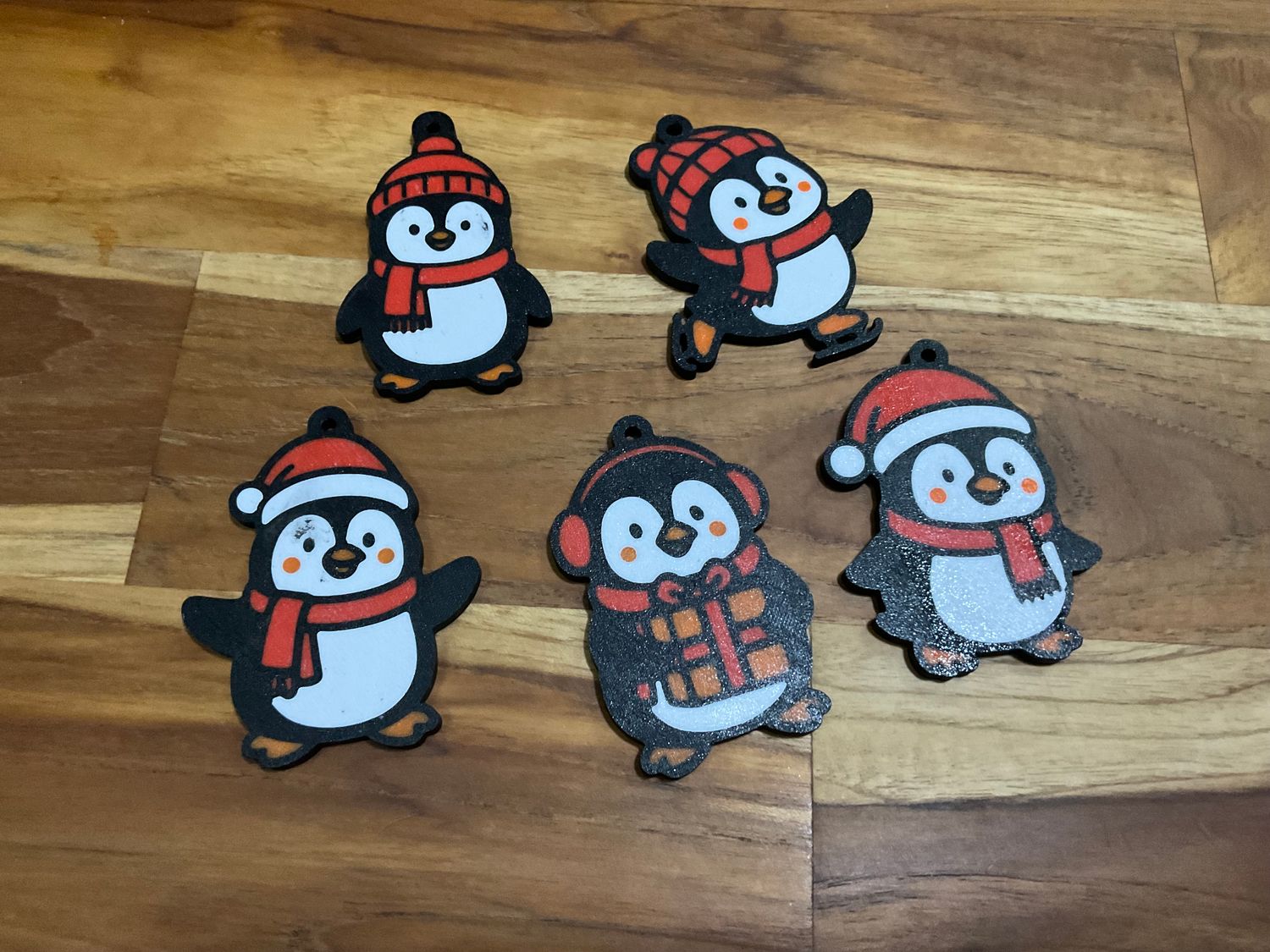 Penguin Tree Decorations set of 5