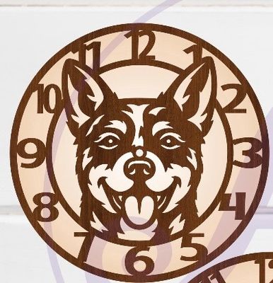 Blue Heeler 38cm clock with numbers