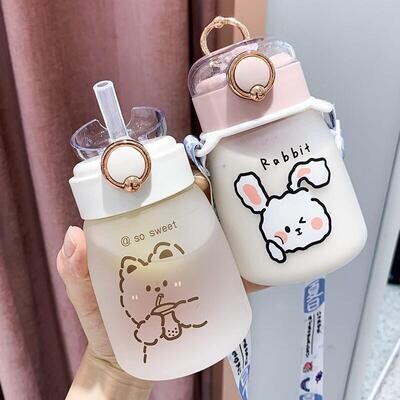 Water Cup Female Summer Portable Cute Net Celebrity Big Belly With Straw Glass Child Maternity High-value Cup
