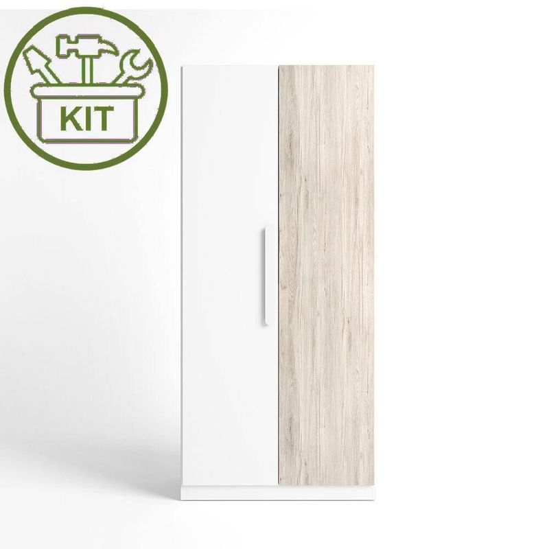 ARMARIO 2 PTAS. "ESTELLE" 90x200 cm BLANCO MATE/SAHARA (KIT)