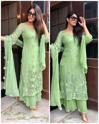 Pastel Green Salwar Suit Online In High Quality