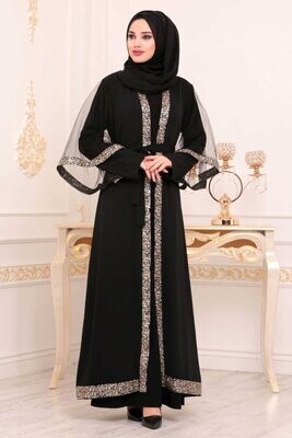 Perfect For Any Occasion Women A-line Burkha with Buta Embroidery Work Beautiful Islamic Burkha