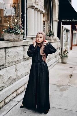 Women’s Plain Nida Fabric Black Burkha With Gorgeous Hijab Scarf