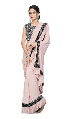 Ready To Wear Imported Lycra Saree In Light Pink