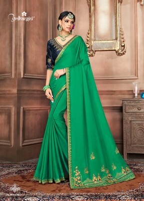 Diwali Special Saree With Embroidered Dola Silk In Green