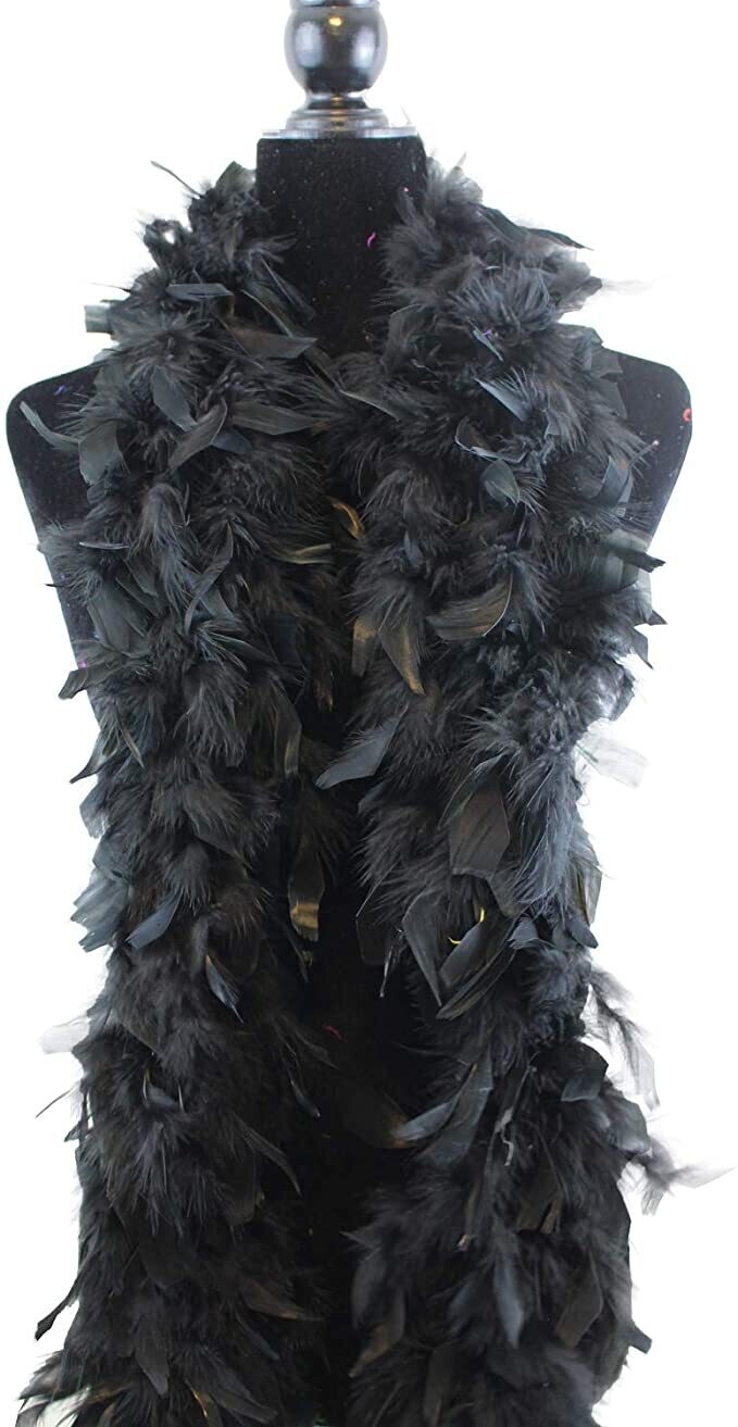 60 Gram 2 Yards Fukang Feather Chandelle Feather Boa Black 