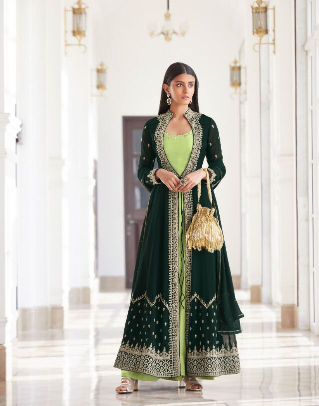 Ashirwad Presents Eid Special Real Georgette Designer Anarkali Suit In Green