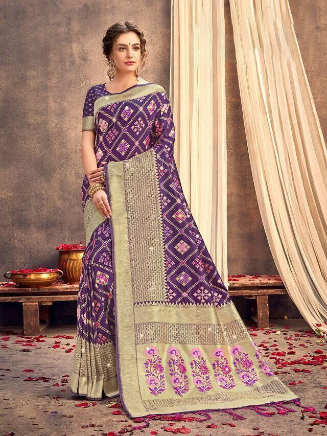 Dusty Purple Color Weaving Banarasi Silk Saree