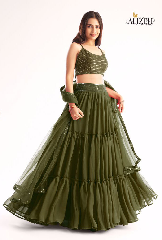 Exotic Grey Color Party Wear Pure Georgette Lehenga Choli