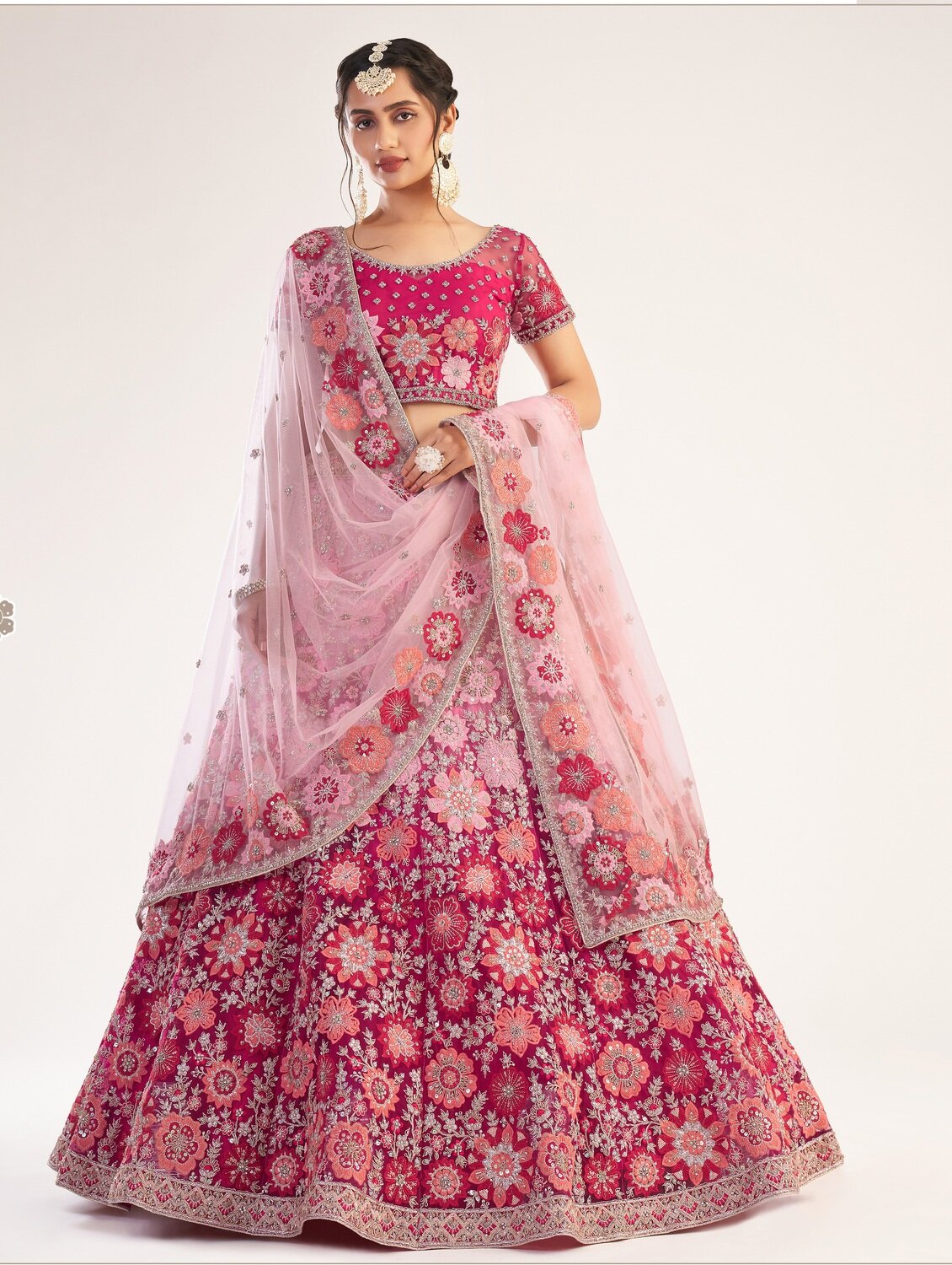 Gorgeous Rani Pink Heavy Embroidered Lehenga Choli