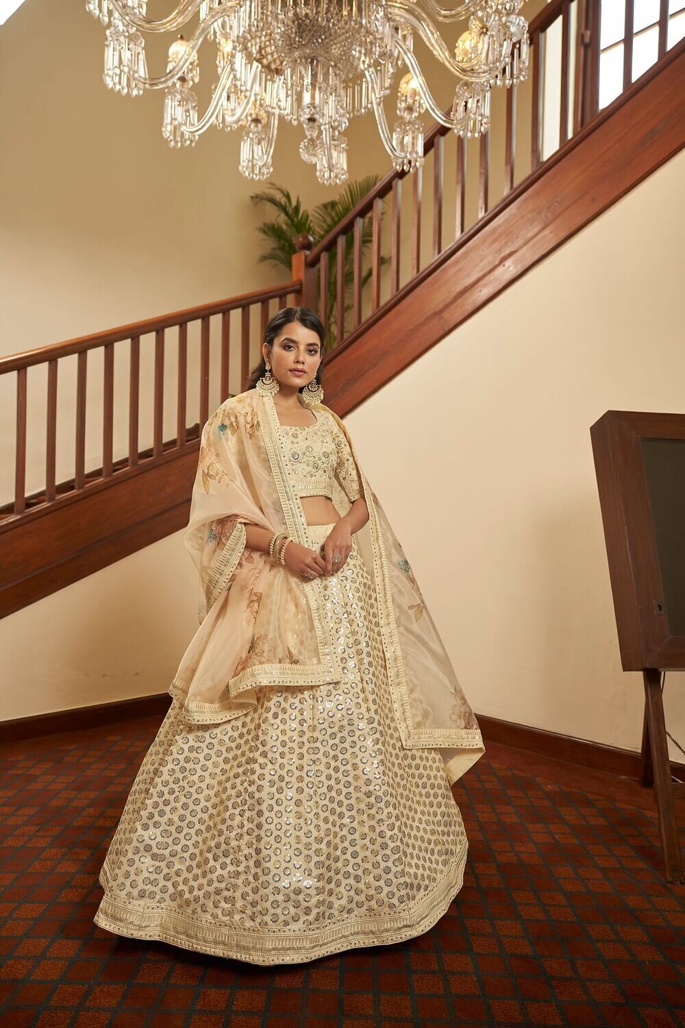 Heavy Bridesmaid Wear Thread Embroidered Lehenga Choli Collection In Beige